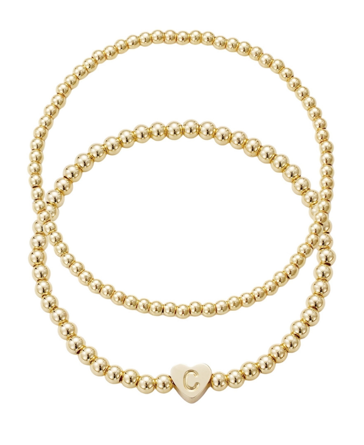 Adornia Gold Ball Bead Initial Bracelet Set In Gold