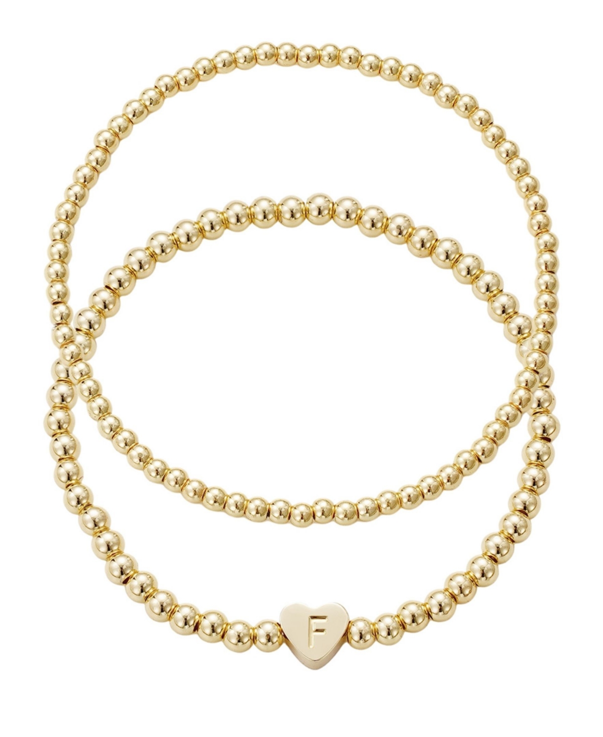 Adornia Gold Ball Bead Initial Bracelet Set In Gold