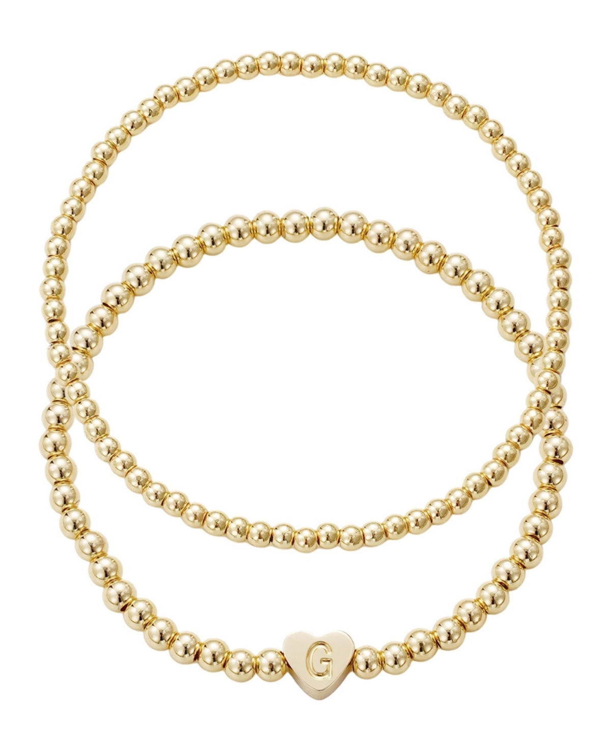 Adornia Gold Ball Bead Initial Bracelet Set In Gold