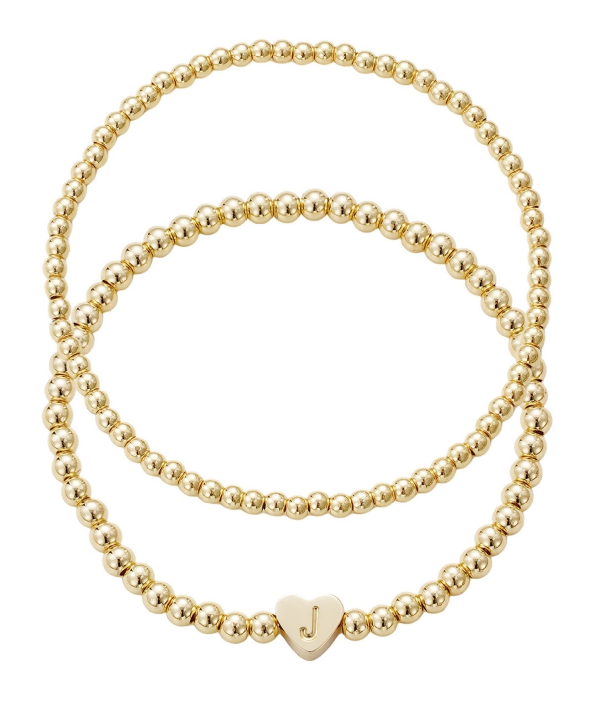 Adornia Gold Ball Bead Initial Bracelet Set In Gold