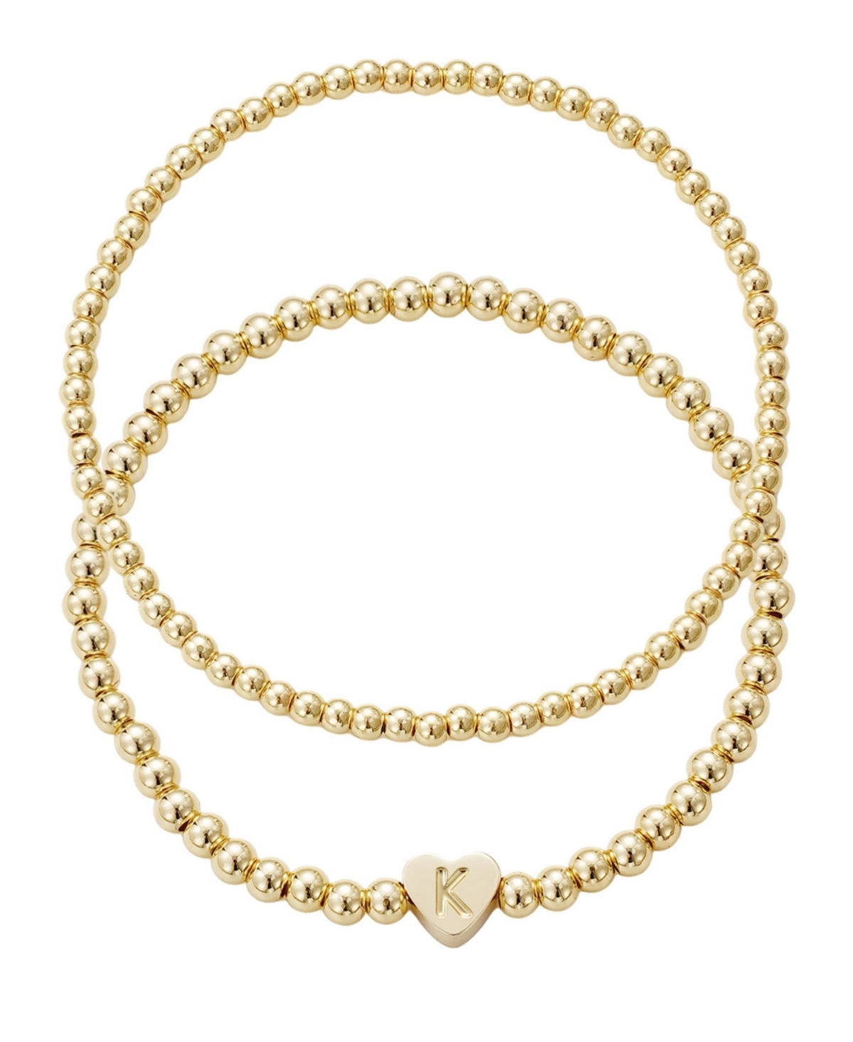Adornia Gold Ball Bead Initial Bracelet Set In Gold