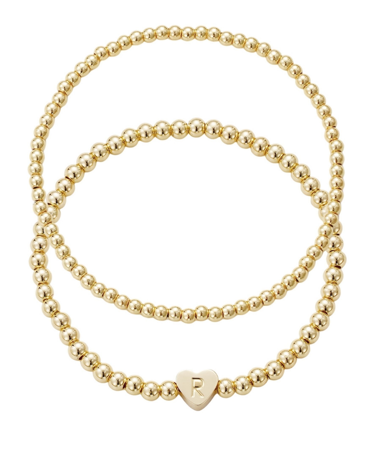 Adornia Gold Ball Bead Initial Bracelet Set In Gold