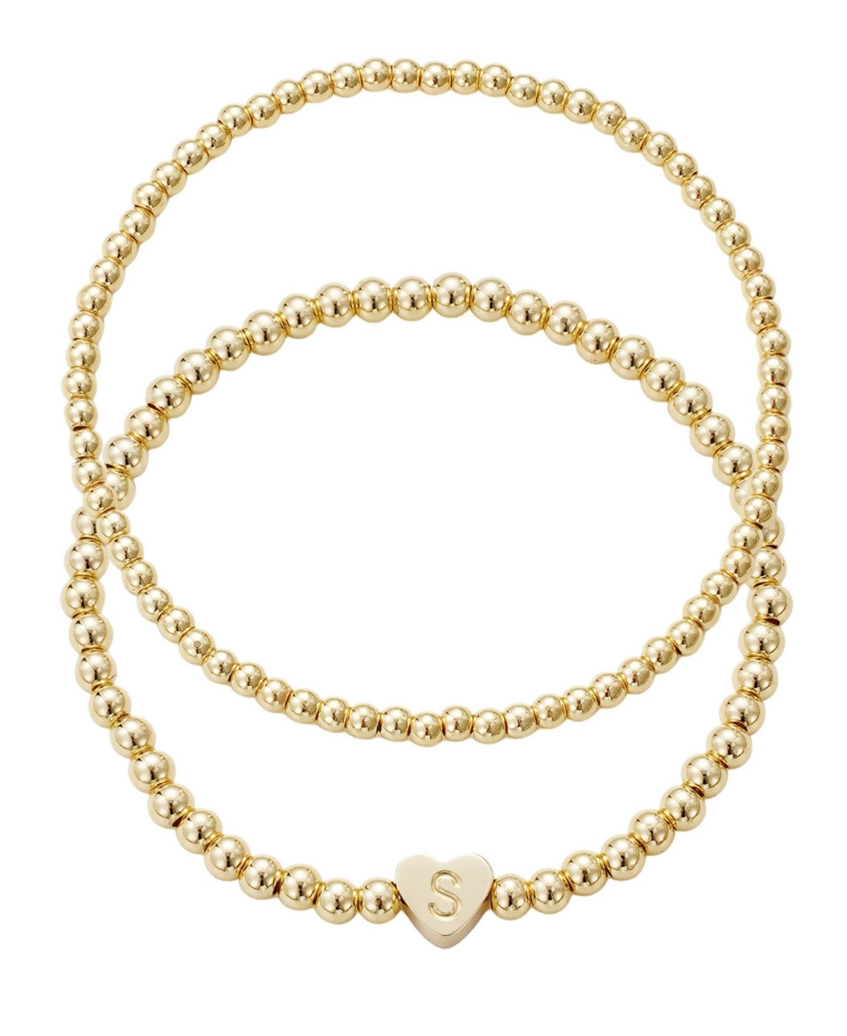 Adornia Gold Ball Bead Initial Bracelet Set