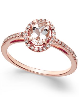 Morganite (5/8 ct. t.w.) and Diamond (1/6 ct. t.w.) Ring in 14k Rose ...