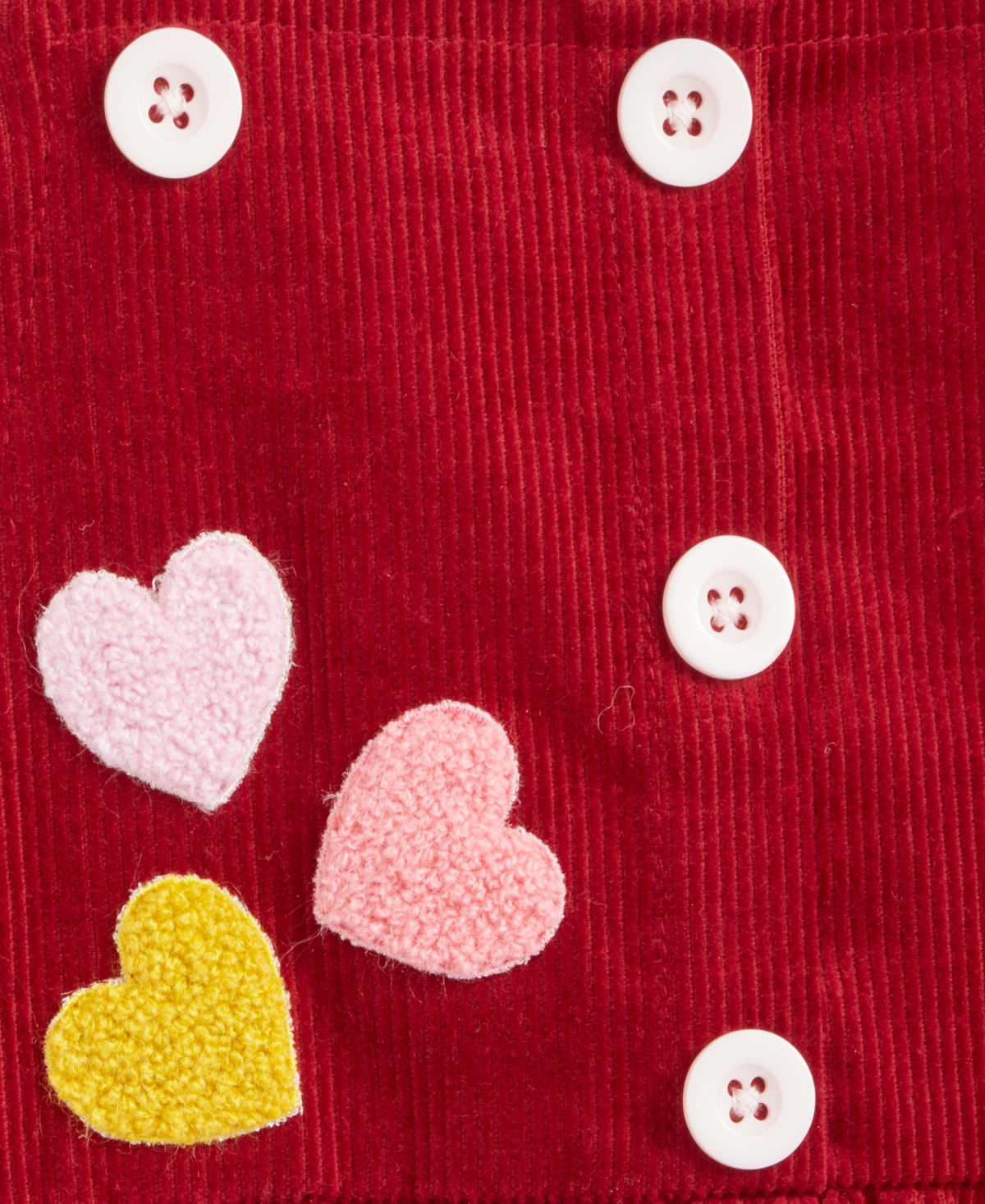 Blueberi Boulevard Girls 2t-6x 2-piece Button Floral Corduroy Top And Jumper Set In Red