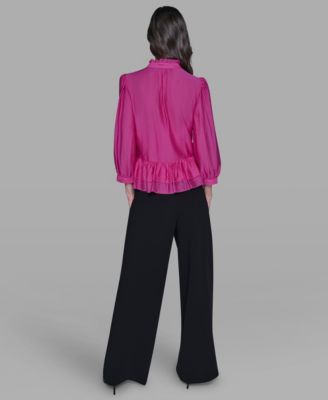 Women's V-Neck Ruffle Detail Top