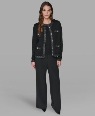 Women's Crewneck Textured Cardigan