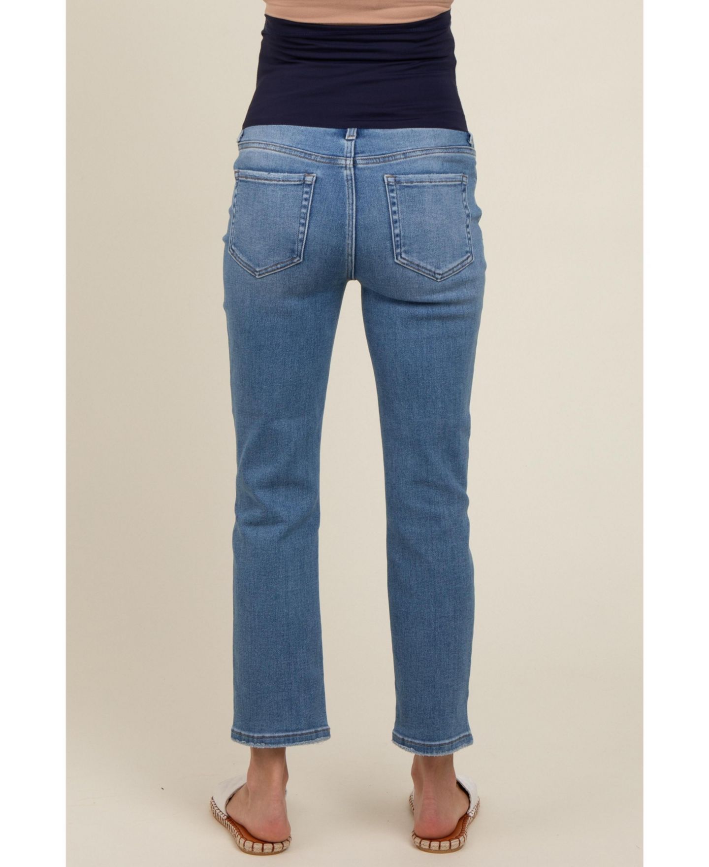 Женские джинсы Pinkblush Blue Slim Straight Ankle Crop Jeans, цвет: Синий — фото 5