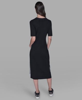 Women's Mock Neck Logo Trim Dress