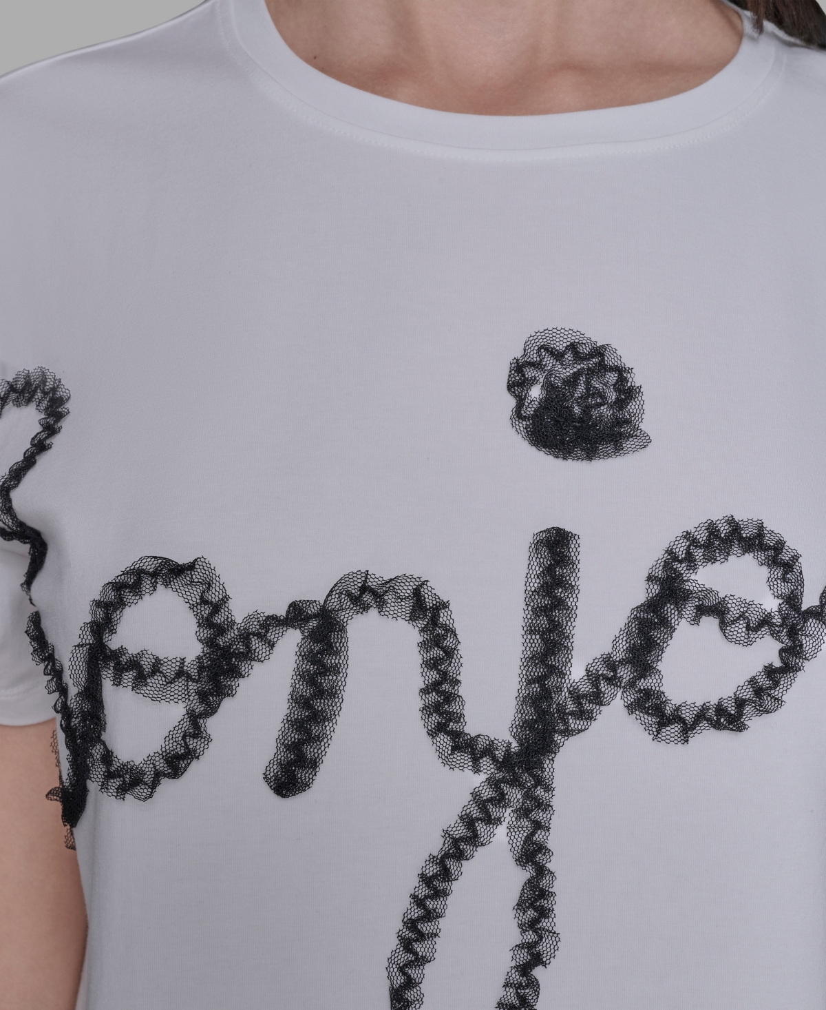 Karl Lagerfeld Paris Women's Crewneck Bonjour Printed T-Shirt