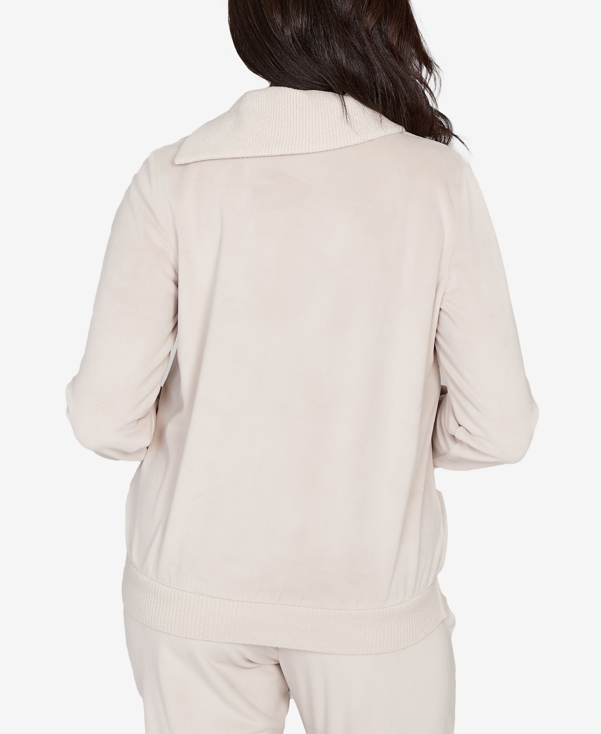 Alfred Dunner Calm Luxe Solid Shimmer Detail Envelope Neck Top In White
