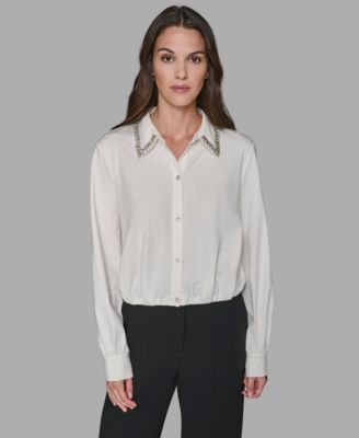 KARL LAGERFELD PARIS - Women's Sparkle Collar Top