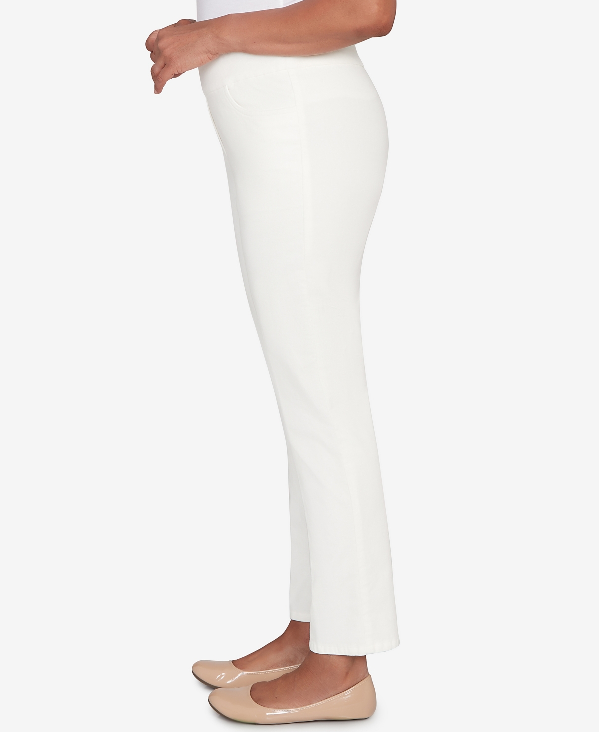 Alfred Dunner Vienna Allure Fit Flat Front Corduroy Average Length Pant In White