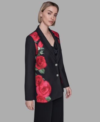 Women's Floral Print Collared Blazer