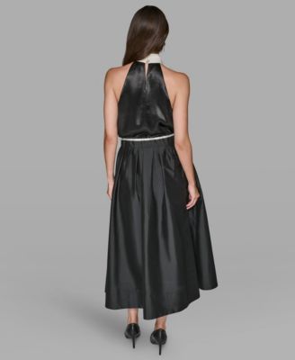 Karl Lagerfeld Womens Halter Bow Neck Top Bubble Midi Skirt In Black