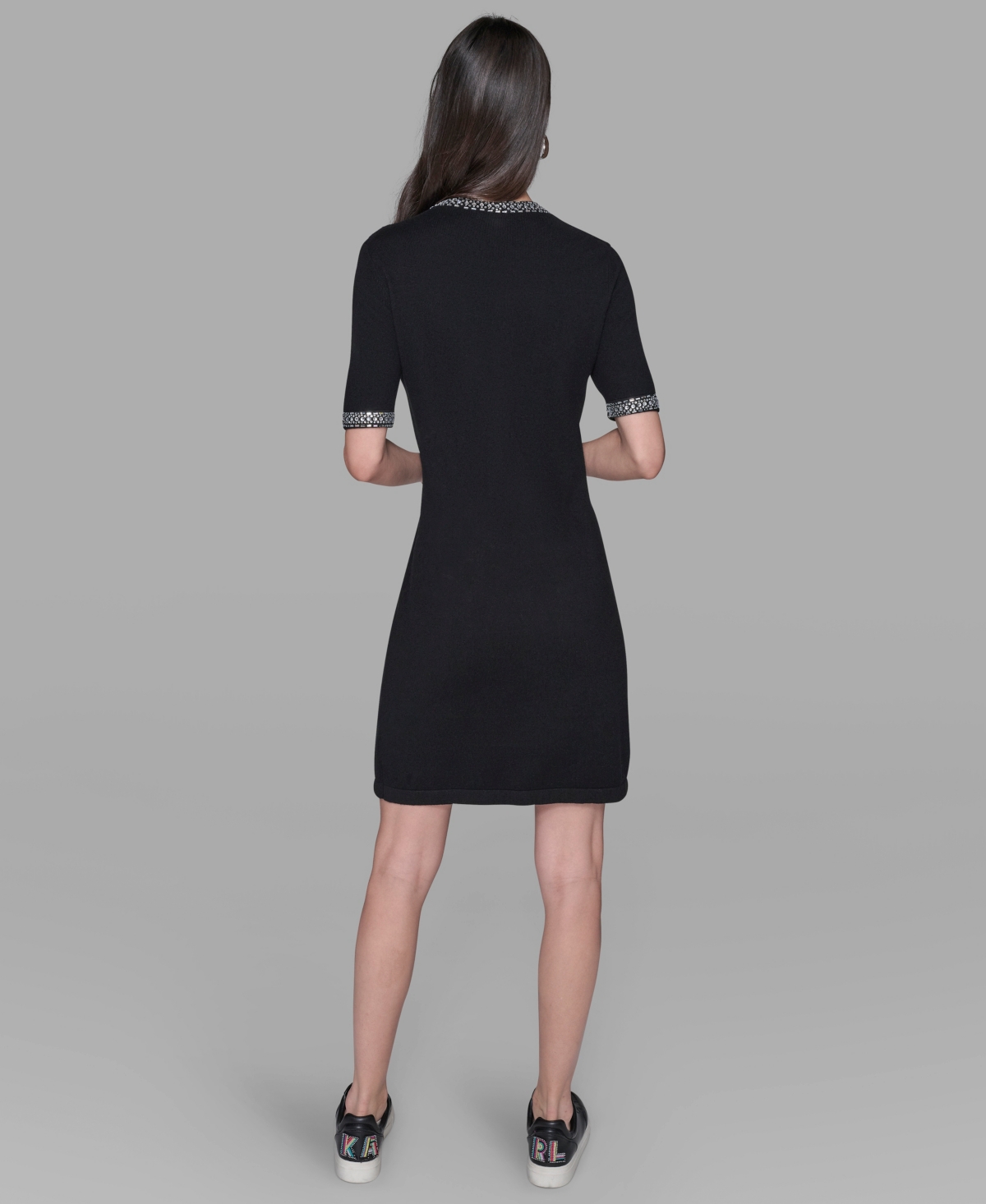 Karl Lagerfeld Women's Crewneck Embellished Shift Dress In Black