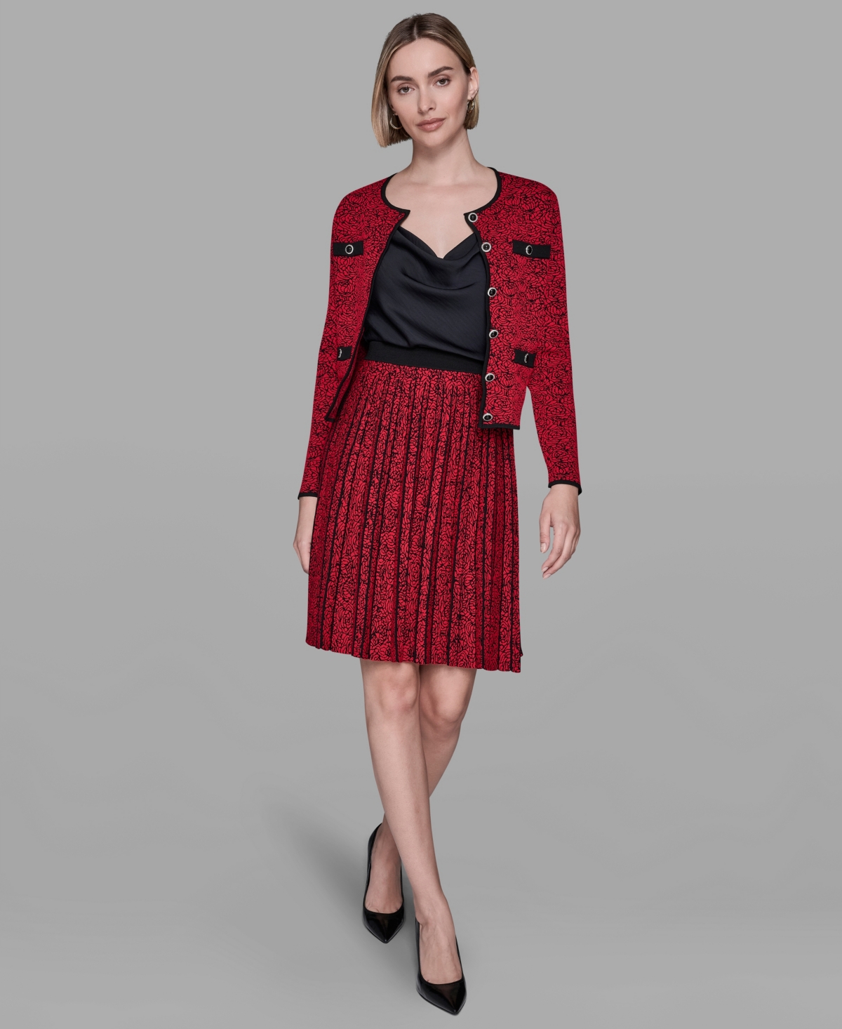 Karl Lagerfeld Paris Women's Pull-On Pleated Sweater Skirt
