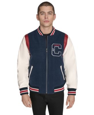 Men's Mixed-Media Varsity Bomber Jacket