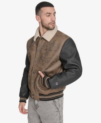 Men's Faux Shearling Varsity Jacket