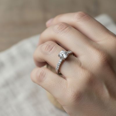 Classic 1.75CT CZ Round Solitaire Promise Ring Cubic Zirconia Pave Band .925 Sterling Silver