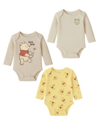 Disney - Baby Boys or Baby Girls 3-Pack Pooh Long Sleeves Bodysuit Set