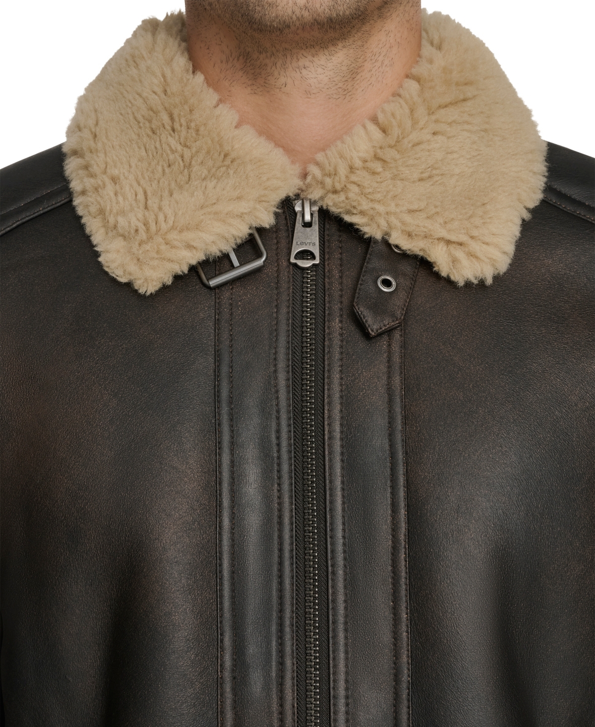 Levi's Men's Faux Shearling Aviator Jacket In Black