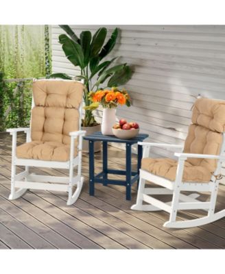 Outdoor 45"x 22" x5" Tufted High Back Cushions Patio Replacement Chair Cushion with Ties, Water and Fade Resistant for All Weather, Set of 2