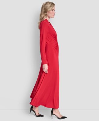 Women's Long Sleeve V-Neck O-Ring Dress