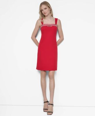 DKNY - Women's Sleeveless Hotfix Embellished Sheath Dress