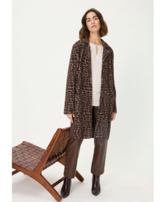 Women's Longline Modern Animal Feather Coatigan