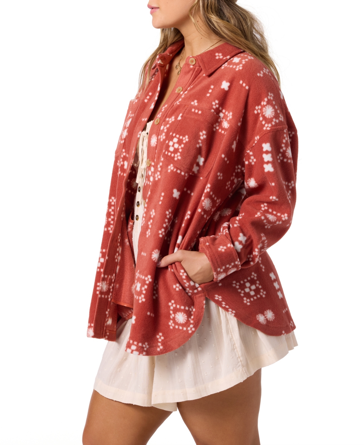 O'neill Rune Oversize Superfleece Shirt Jacket In Brown