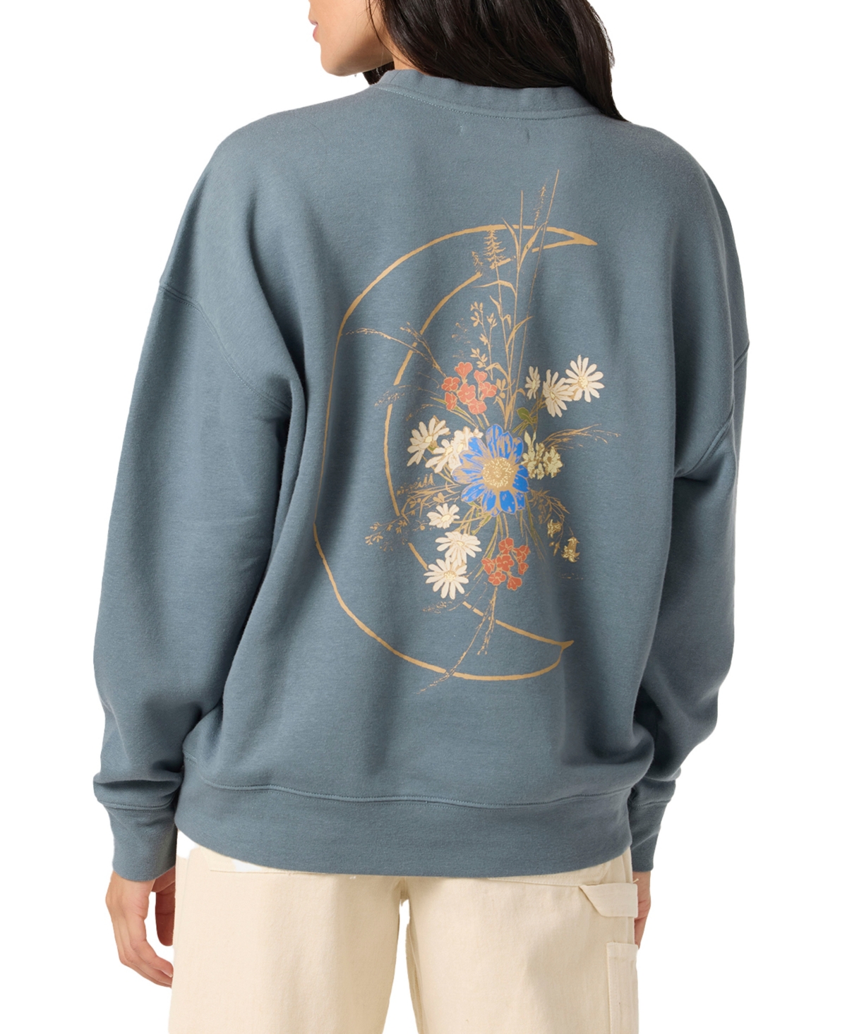 O'neill Juniors' Moon Flower Crewneck Sweashirt In Gray
