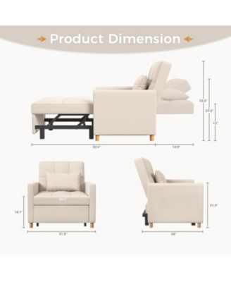 31.5" Sleeper Chair, Convertible Chair Bed for Adults, 3-in-1 Pull Out Sofa Chair