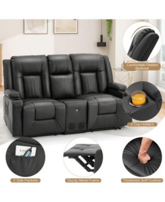 Recliner Loveseat with Console&Bluetooth Speakers, Manual RV Reclining Sofa