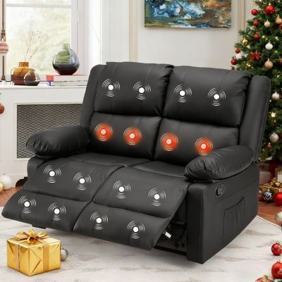 Loveseat Recliner with Heat&Massage Function, RV Couch Wall-Hugger Reclining Sofa