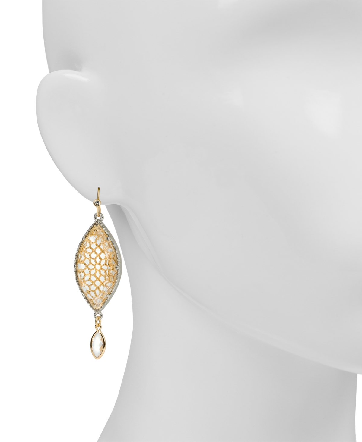 Patricia Nash Glass And Resin Stone Matte Gold-tone And Rhodium Marquise Drop Earrings In Gold