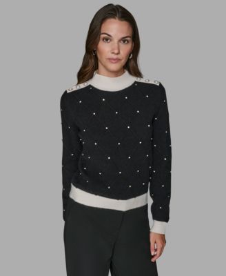 KARL LAGERFELD PARIS - Women's Mock Neck Long Sleeve Sweater