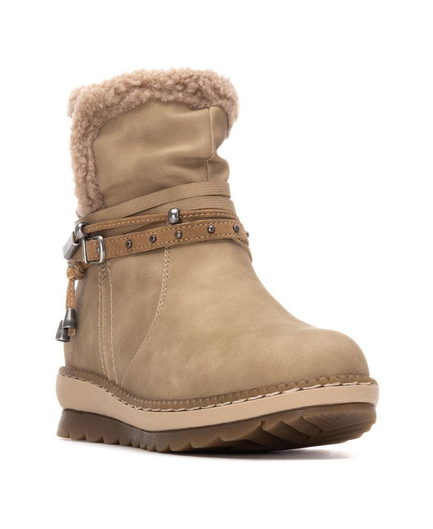 Женские ботинки XTI Faux Shearling Lined Ankle Booties Refresh Collection, цвет: Бежевый — фото 6