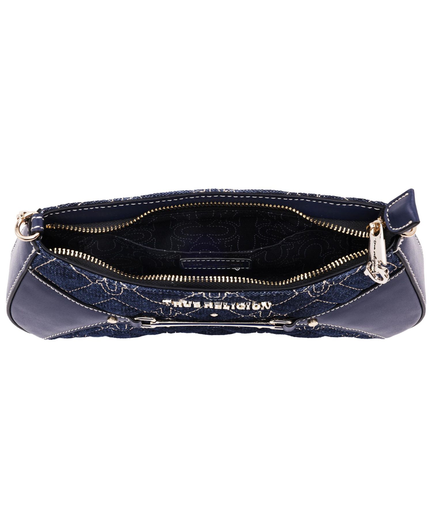 Studded Denim Chain Shoulder Bag