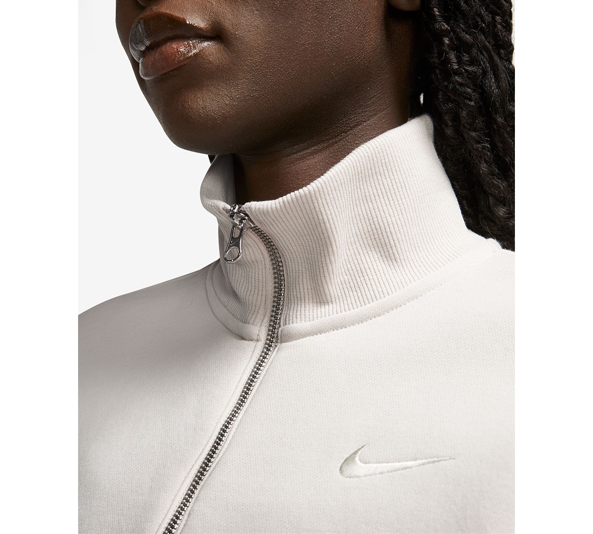 Nike Women's Sportswear Phoenix Fleece Quarter-zip Cropped Sweatshirt In White