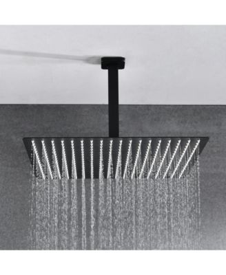 Square Rain Shower System Faucet Set with Hand Shower, 16 inch Shower Head and Tub Spou, Matte Black