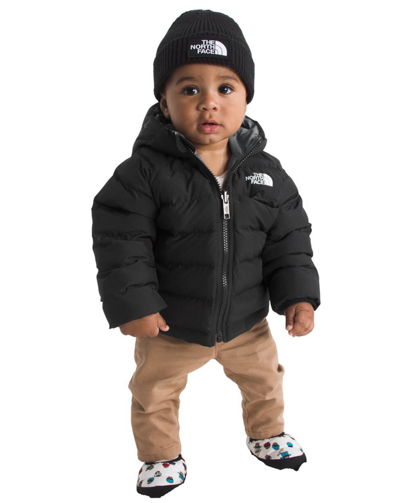 Куртка The North Face Or Reversible Perrito Hooded Jacket для малышей, цвет: Чёрный / Жемчужный — фото 1