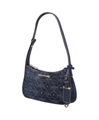 Studded Denim Shoulder Bag