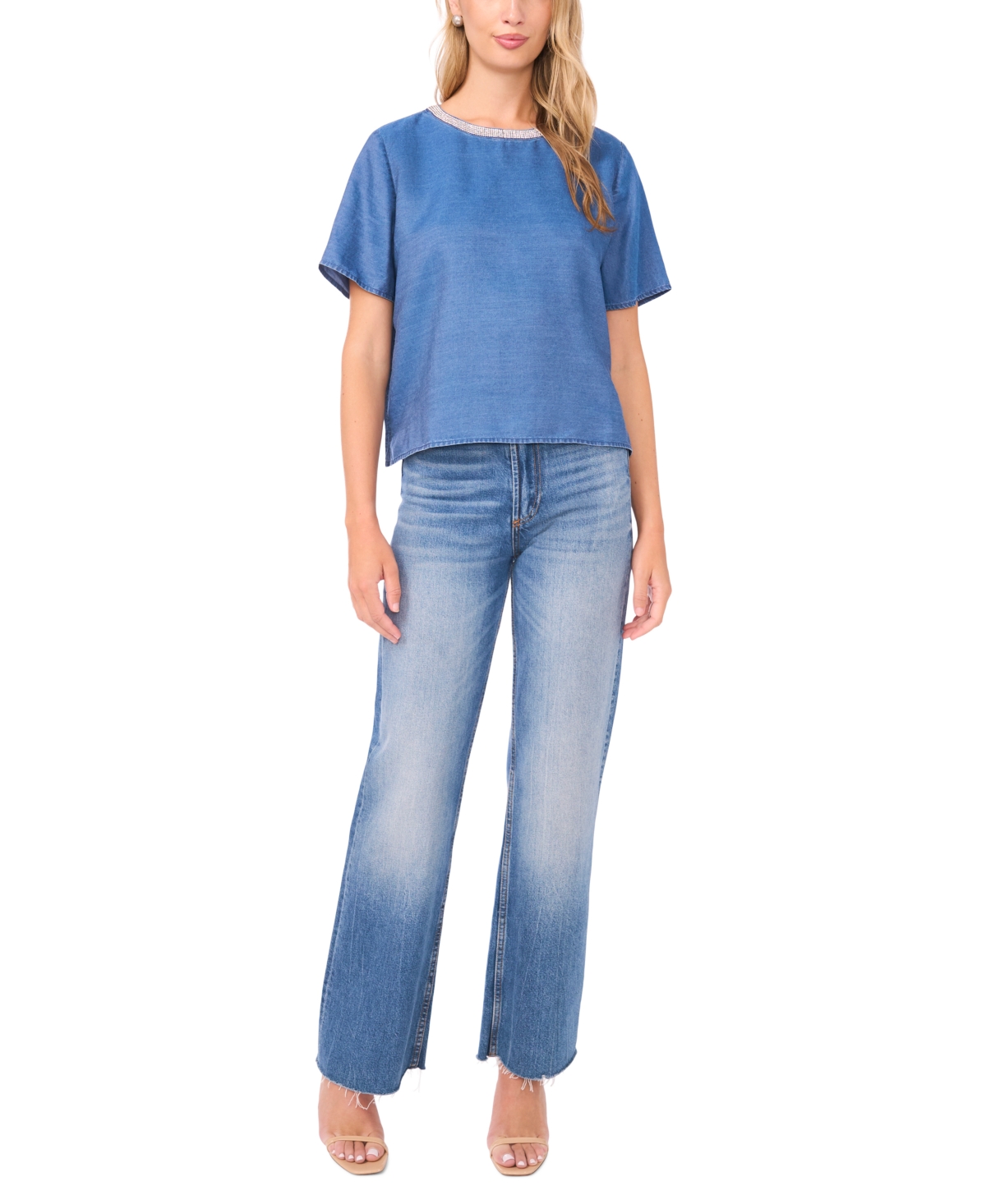 Vince Camuto Women's Short Sleeve Crewneck Top