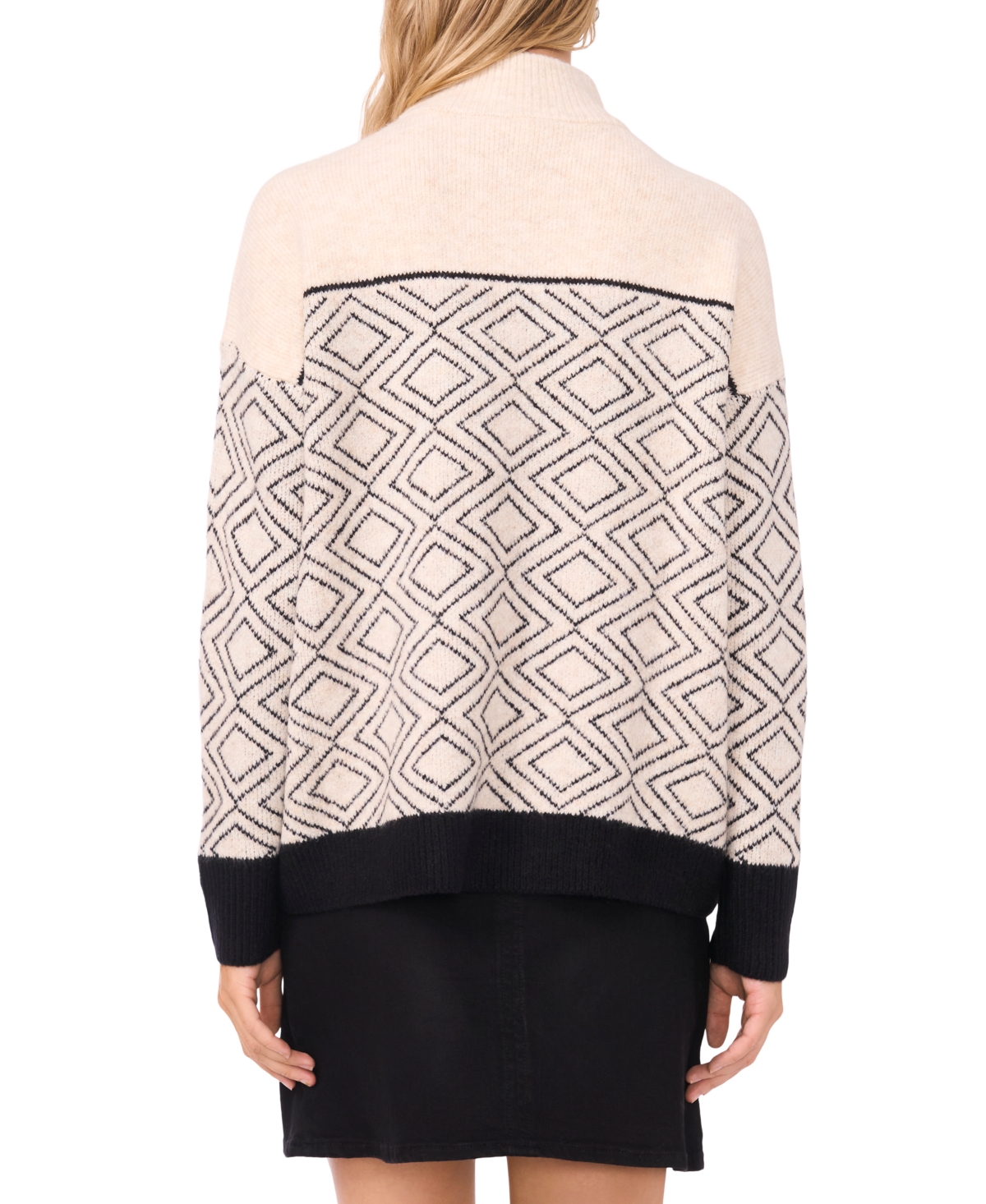 Vince Camuto Diamond Motif Mock Neck Sweater In Neutral