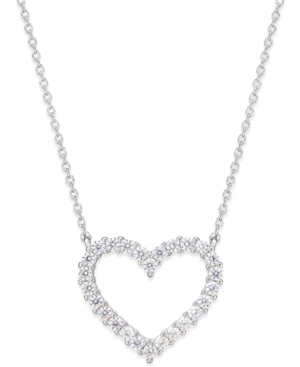 image of Giani Bernini Cubic Zirconia Heart Pendant Necklace in Sterling Silver, Created for Macy-s