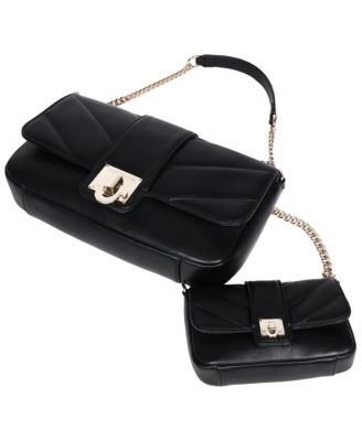 Quilted Flap Shoulder Bag with Mini Bag