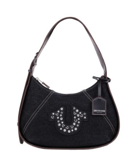 Женская сумка True Religion True Religon Strudded logo Denim Hobo, цвет: Чёрный