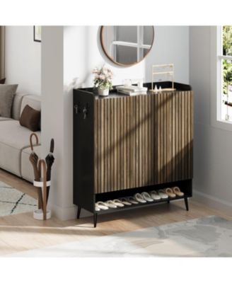 Shoe Cabinet with 3 Doors, 6-Tier Entryway Shoe Storage Cabinet with Adjustable Shelves,Shoes Rack Organizer for Hallway, Entryway, Living Room,Black