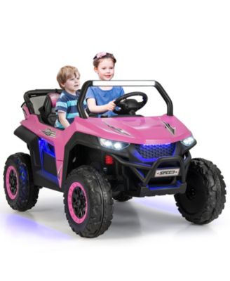 12V Two-Seater Kids Ride On UTV with Slow Start Function and Music, Pink